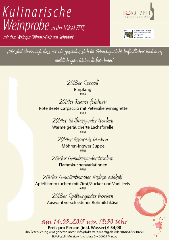 Weinprobe mit dem Weingut Ollinger-Gelz aus Sehndorf